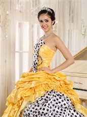 White Black Wave Point Ball Gown Beauty and the Beast Theme Yellow