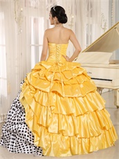 White Black Wave Point Ball Gown Beauty and the Beast Theme Yellow