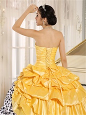 White Black Wave Point Ball Gown Beauty and the Beast Theme Yellow