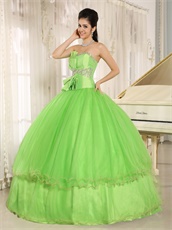 Pretty Spring Green Cakes Puffy Gown For Quinceanera Girl Wear