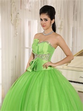 Pretty Spring Green Cakes Puffy Gown For Quinceanera Girl Wear