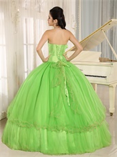 Pretty Spring Green Cakes Puffy Gown For Quinceanera Girl Wear