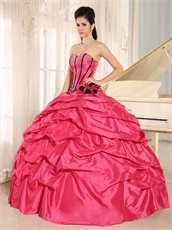 Hot Pink Taffeta Bubble Cakes Quinceanera Gowns Wear For Spring