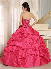 Hot Pink Taffeta Bubble Cakes Quinceanera Gowns Wear For Spring