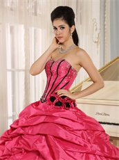 Hot Pink Taffeta Bubble Cakes Quinceanera Gowns Wear For Spring