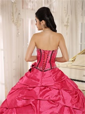 Hot Pink Taffeta Bubble Cakes Quinceanera Gowns Wear For Spring