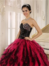 Black and Hot Pink Circular Ruffles Puffy Quinceanera Gown Wear Petticoat