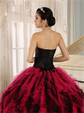 Black and Hot Pink Circular Ruffles Puffy Quinceanera Gown Wear Petticoat