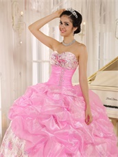 Lovely Hot Pink Pick-ups Quinceanera Ball Gown Printed Floral Pattern