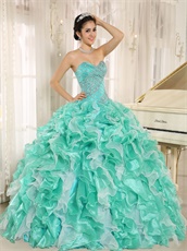 Apple Green Ruffles Puffy Quinceanera Girl Court Gown Top Seller Style