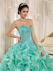 Apple Green Ruffles Puffy Quinceanera Girl Court Gown Top Seller Style