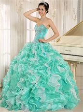 Apple Green Ruffles Puffy Quinceanera Girl Court Gown Top Seller Style