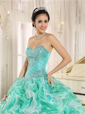 Apple Green Ruffles Puffy Quinceanera Girl Court Gown Top Seller Style