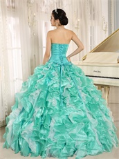 Apple Green Ruffles Puffy Quinceanera Girl Court Gown Top Seller Style