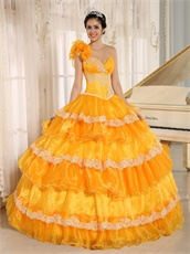 Yellow Cakes Quinceanera Gown Wear For Beauty and the Beast Theme