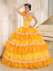 Yellow Cakes Quinceanera Gown Wear For Beauty and the Beast Theme