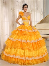 Yellow Cakes Quinceanera Gown Wear For Beauty and the Beast Theme