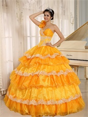 Yellow Cakes Quinceanera Gown Wear For Beauty and the Beast Theme