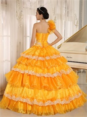 Yellow Cakes Quinceanera Gown Wear For Beauty and the Beast Theme