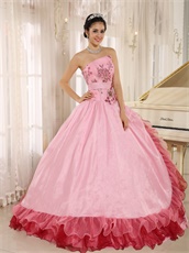 High Quality Sparkle Applqiues Sweet 16 Quinceanera Dress Pink Amiable