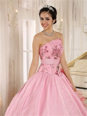 High Quality Sparkle Applqiues Sweet 16 Quinceanera Dress Pink Amiable