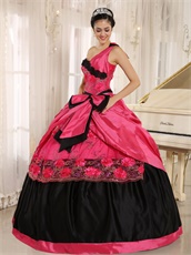 One Shoulder Coral Taffeta Puffy Senior High School Graduation Ball Gown