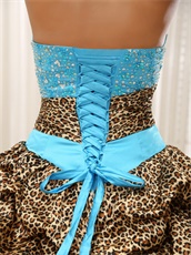 V-Shaped Leopard Bubble Train Aqua Quinceanera Court Dress Exquisite Style