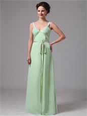 V-neck Straps Apple Green Mother Evening Dress Custom Fit Free