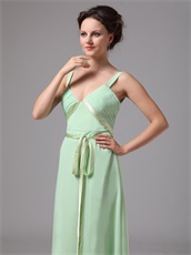 V-neck Straps Apple Green Mother Evening Dress Custom Fit Free