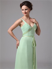 V-neck Straps Apple Green Mother Evening Dress Custom Fit Free