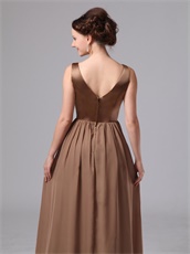 Brown Chiffon Floor Length V-neck Mother Of The Bride Dress Best-Selling