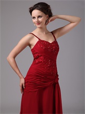 Wine Red Spaghetti Straps Mother Of The Bride Dress As Gift