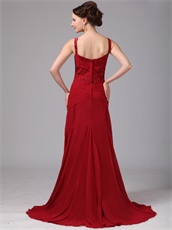 Wine Red Spaghetti Straps Mother Of The Bride Dress As Gift