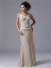 Decent Champagne Long Bridal Mother Dress With Jacket Cold Winter Wear