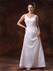 Noble White V-neck Backless Mother Dress Attend Weeding Costume