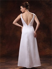 Noble White V-neck Backless Mother Dress Attend Weeding Costume