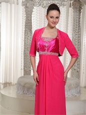 Brilliant Empire Hot Pink Mother Bridal Dress With Jacket Spring Wear