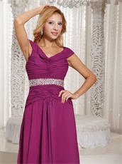 Old-fashioned Dark Magenta Long Chiffon Dress Mother Of The Bride Wear