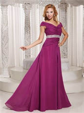 Old-fashioned Dark Magenta Long Chiffon Dress Mother Of The Bride Wear