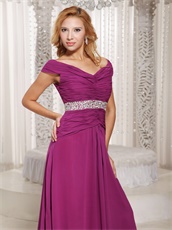 Old-fashioned Dark Magenta Long Chiffon Dress Mother Of The Bride Wear