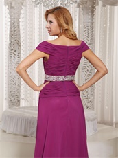 Old-fashioned Dark Magenta Long Chiffon Dress Mother Of The Bride Wear