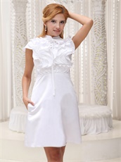 Modest High-neck Ruffled Knee-length White Prom Dress Annual Dinner