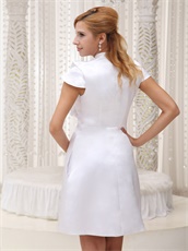 Modest High-neck Ruffled Knee-length White Prom Dress Annual Dinner