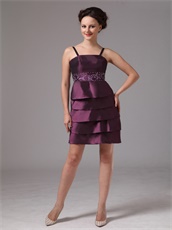 Dark Purple Layers Short Skirt Mother Of The Bride Dress and Jacket Leisure