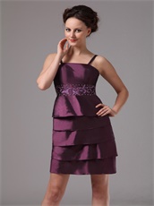 Dark Purple Layers Short Skirt Mother Of The Bride Dress and Jacket Leisure