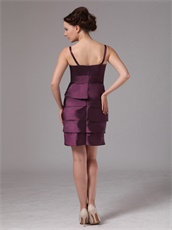 Dark Purple Layers Short Skirt Mother Of The Bride Dress and Jacket Leisure