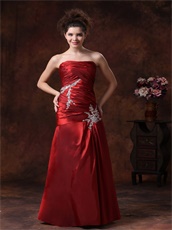 Stylish Wine Red Taffeta Column Fitted Wedding Anniversary Dress New Arrival