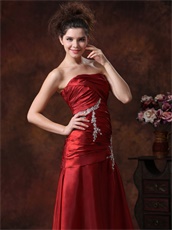 Stylish Wine Red Taffeta Column Fitted Wedding Anniversary Dress New Arrival