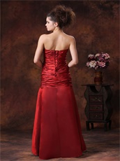 Stylish Wine Red Taffeta Column Fitted Wedding Anniversary Dress New Arrival