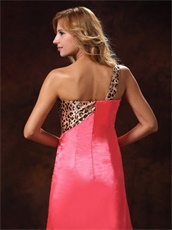 Watermelon Single Leopard Shoulder Skirt Mother Wear To Wedding Ceremony